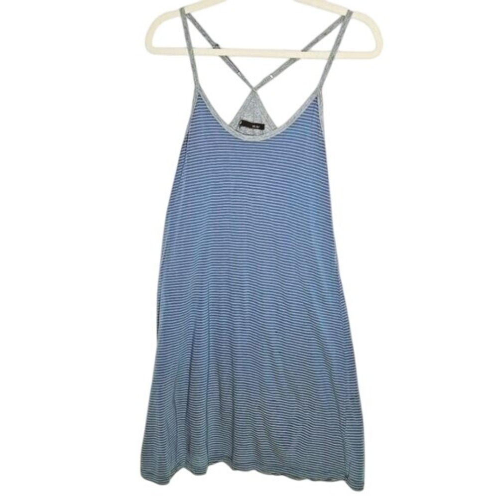 Nau Striped Tank Dress Casual‎ Everyday Tencel Blend Blue Gray XS Lightweight